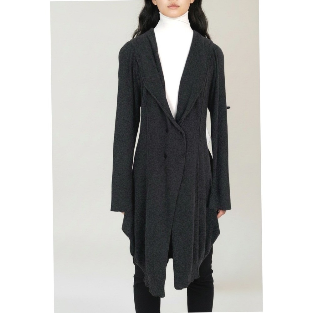 Ronen Chen Cardigan Women Grey Large Asymmetrical Bubble Hem Knit